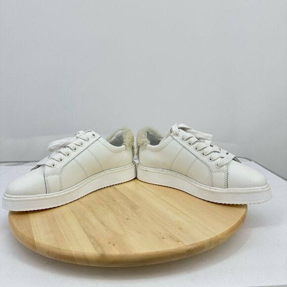 Ralph Lauren Angeline Womens White Leather Sneakers Shearling Trim US 5.5 EUR 36 - Picture 8 of 13